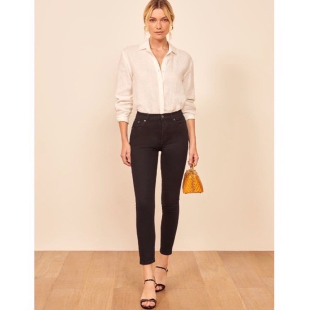Reformation Serena Cropped Black Skinny Jean